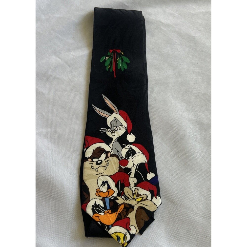 Looney Tunes Christmas Neck Tie Bugs Bunny Taz Sylvester Road Runner Wile E Coyo